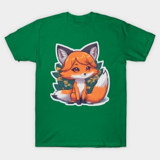 cute foxy girl with flowers T-Shirt